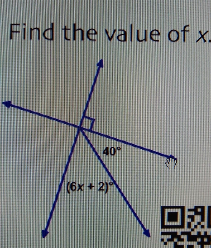 Find the value of x. 40° (6x + 2)° ​-example-1