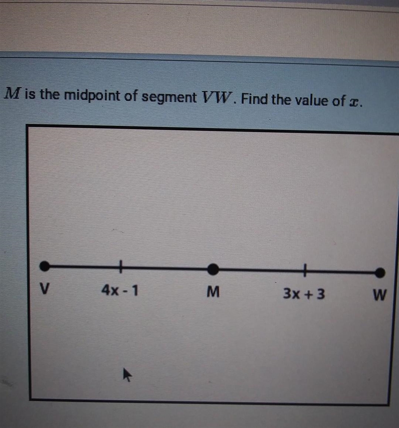 M is the midpoint of segment VW. Find the value of n.​-example-1