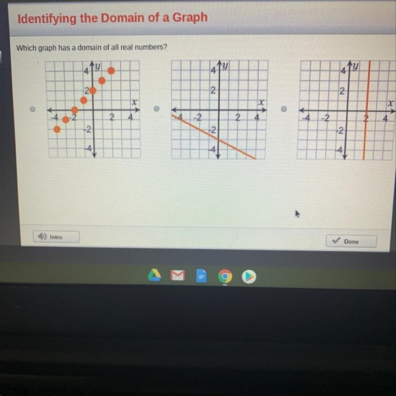 Which graph has a domain of all real numbers?-example-1