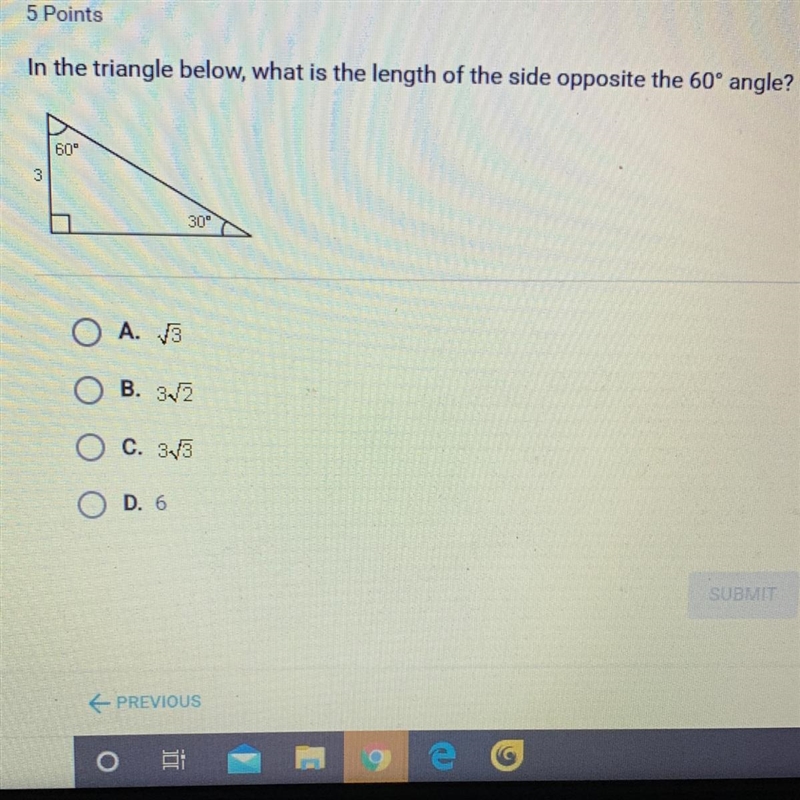 In the triangle below, what is the length of the side opposite the 60° angle?-example-1