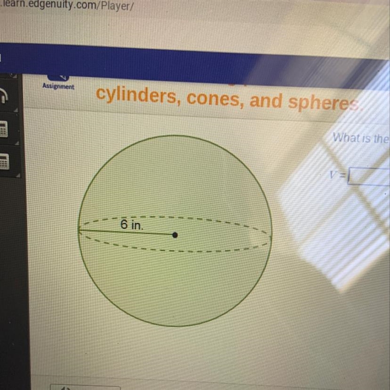 What is the volume of the sphere in terms of A?-example-1