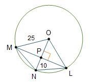 Line segment ON is perpendicular to line segment ML, and PN = 10. What is the area-example-1