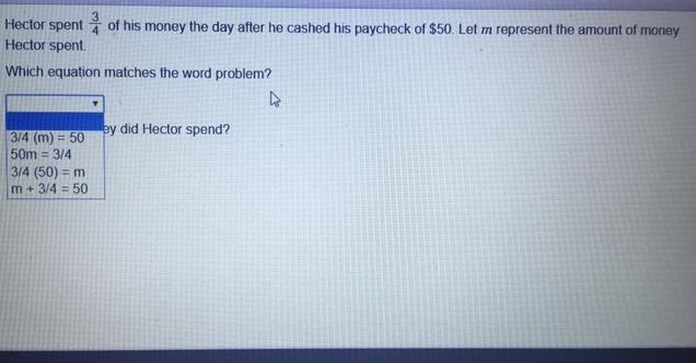 Answers for amount of money he spent: $50 $37.50 $25 $12.50-example-1