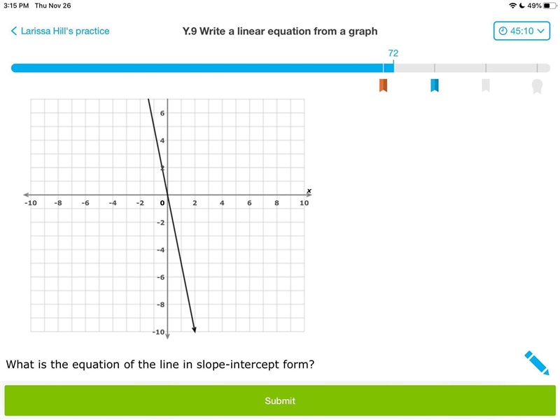 What is the equation of the line in slope intercept form-example-1