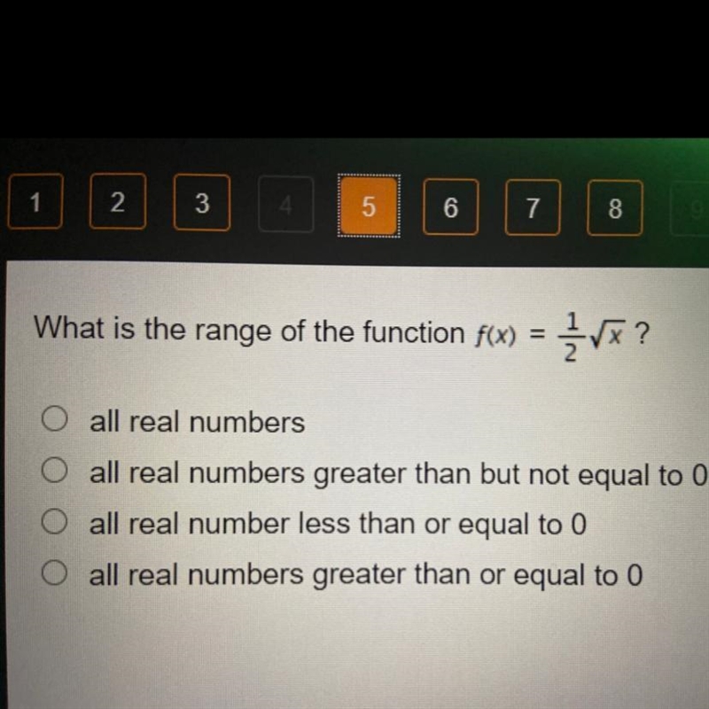 What is the range of the function f(x) = 1/2^x?-example-1