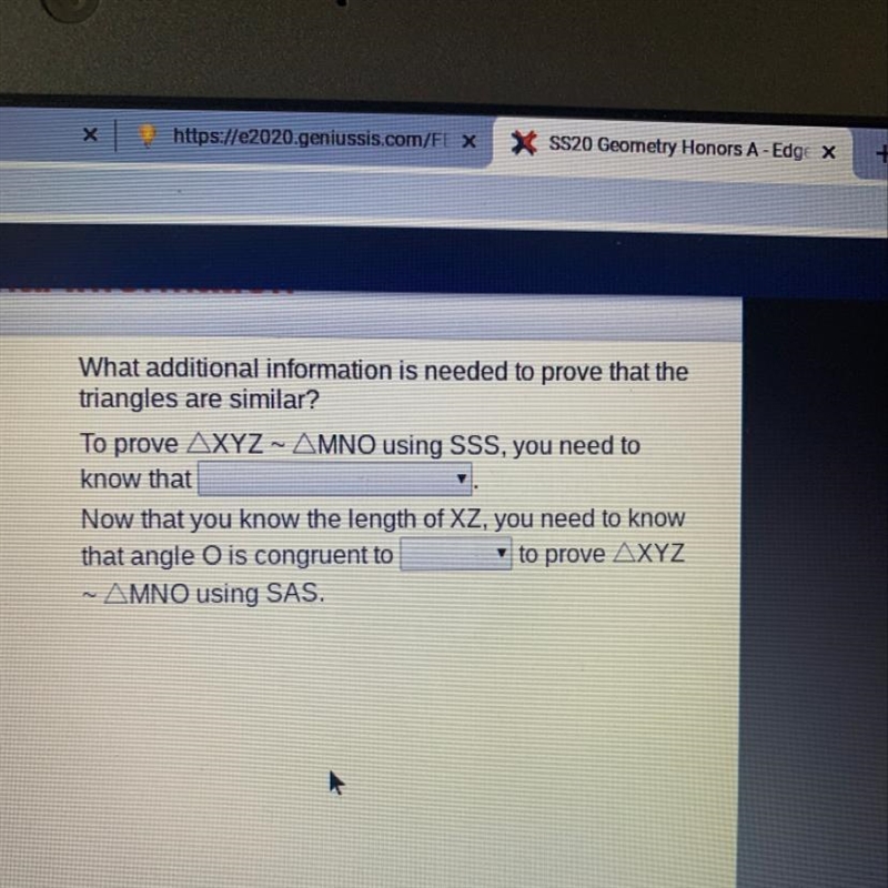 What additional information is needed to prove that the triangles are similar? To-example-1