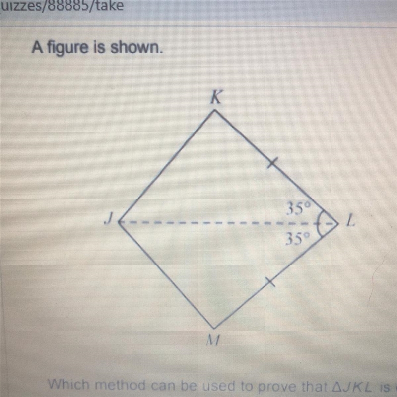 Which method can be used to prove that AJKL is congruent to AJML? SSS OHL SAS ASA-example-1