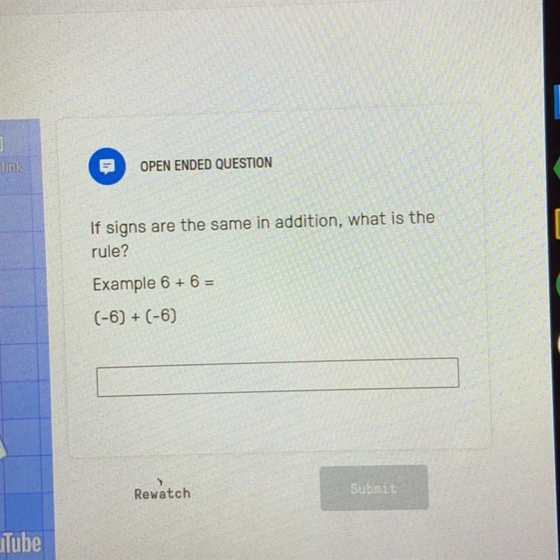 If signs are the same in addition, what is the rule? Example 6 + 6 = (-6) + (-6)-example-1