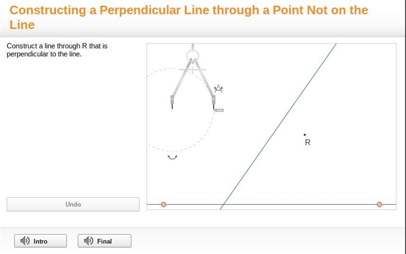 Construct a line through R that is perpendicular to the line​-example-1