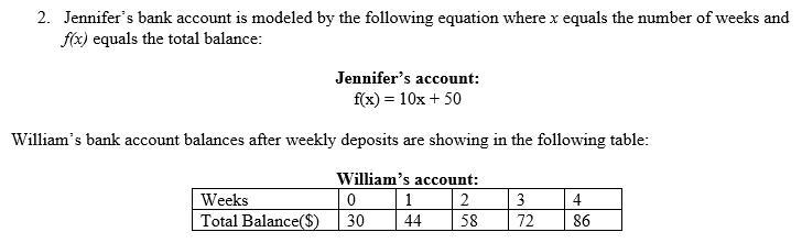 Jennifer claims that her bank account is growing at a greater rate of change than-example-1