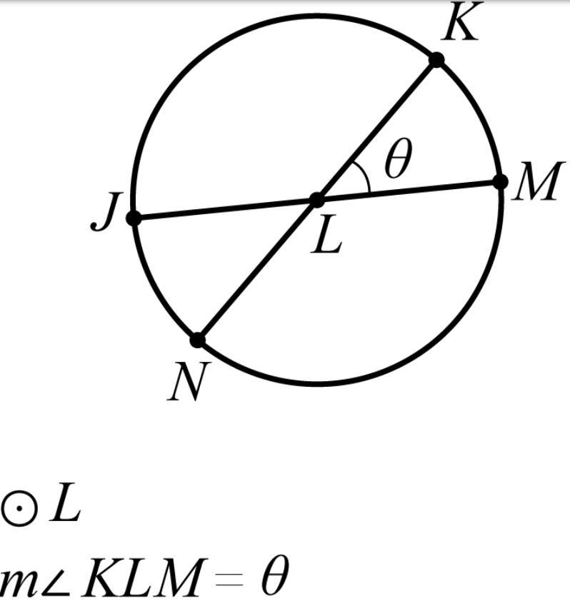 Find the measure of arc JKM if angle KLM = 50 degrees.-example-1