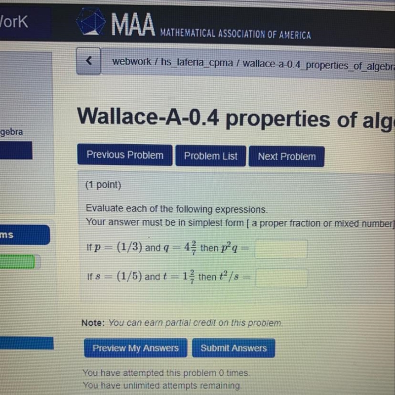 If p=(1/3) and q=4 2/7 then p2^q=-example-1