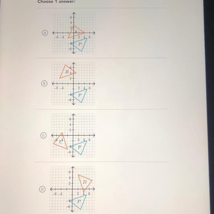 Figure p was rotated about the origin (0,0) by 180. Which figure is the image of p-example-1