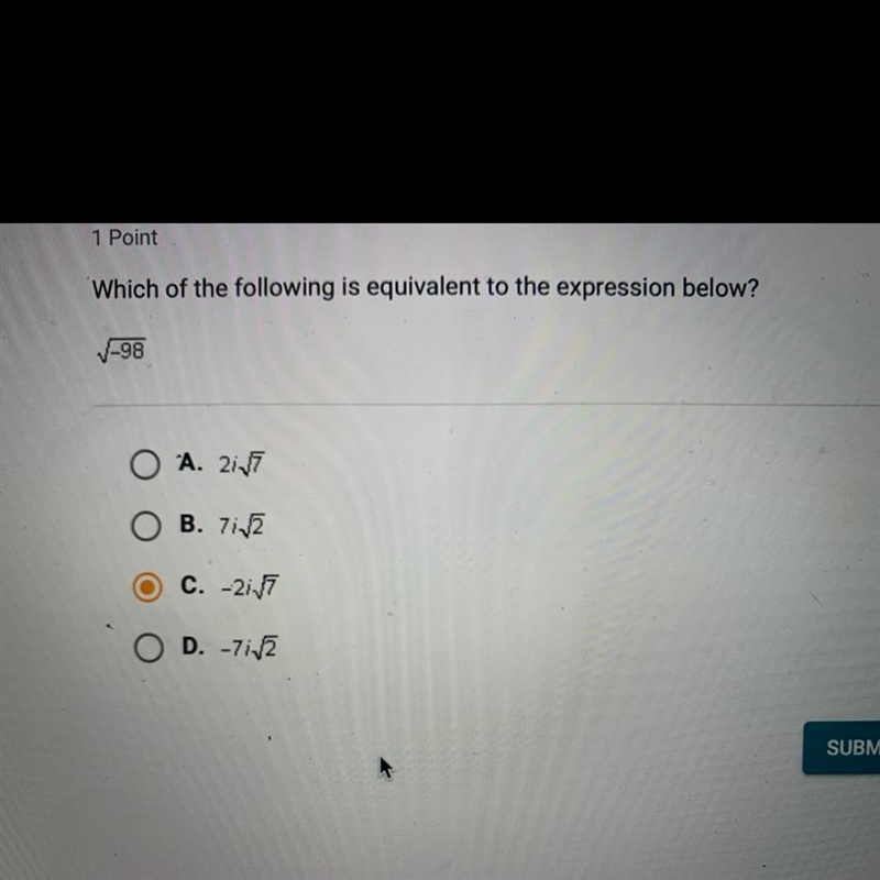 Which of the following is equivalent to the expression below? -98-example-1