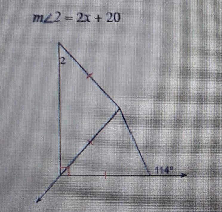 Find the value of x. m<2 = 2x + 20​-example-1