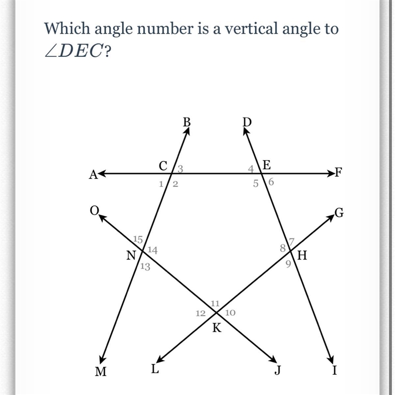 Which angle number is a vertical angle to-example-1