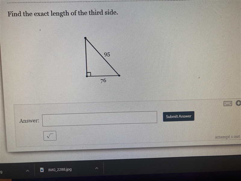 Find the exact length of the third side .-example-1