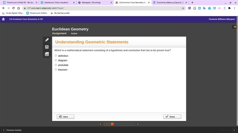 Which is a mathematical statement consisting of a hypothesis and conclusion that has-example-1