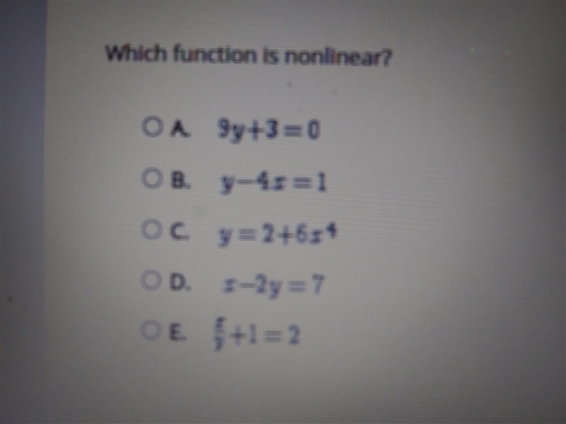 Which function is nonlinear?-example-1