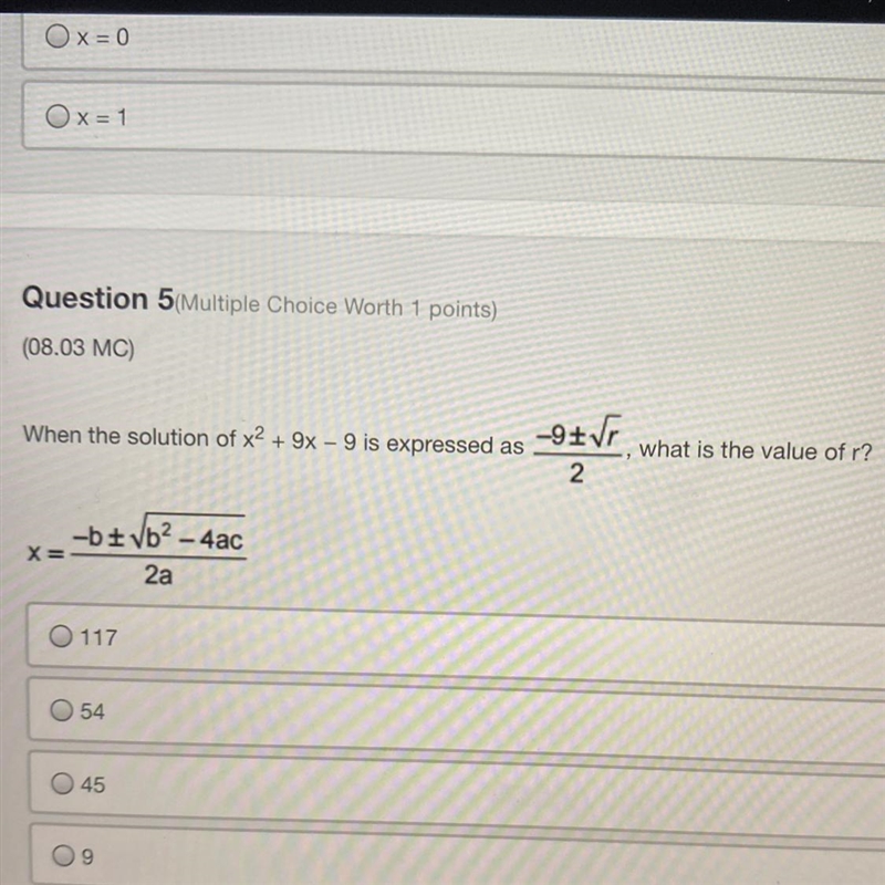 When the solution of x2 + 9x - 9 is expressed as 9& 2 what is the value of r? X-example-1