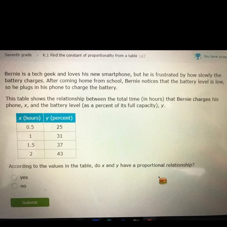 Do x and y have a proportional relationship?-example-1