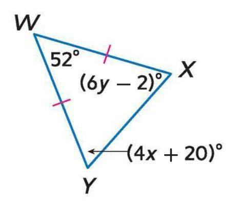 Angle X measures _____ degrees. Angle Y measures _____ degrees. The value of x is-example-1