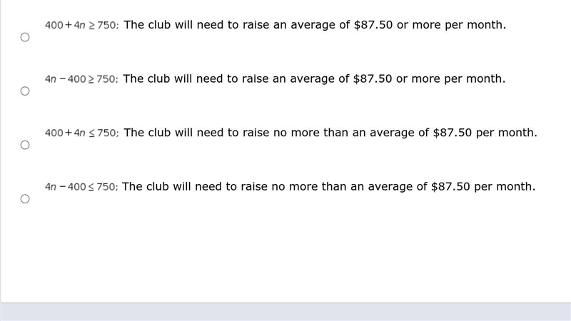 PLS HELP : A school chess club needs to raise at least $750 to attend a state competition-example-1