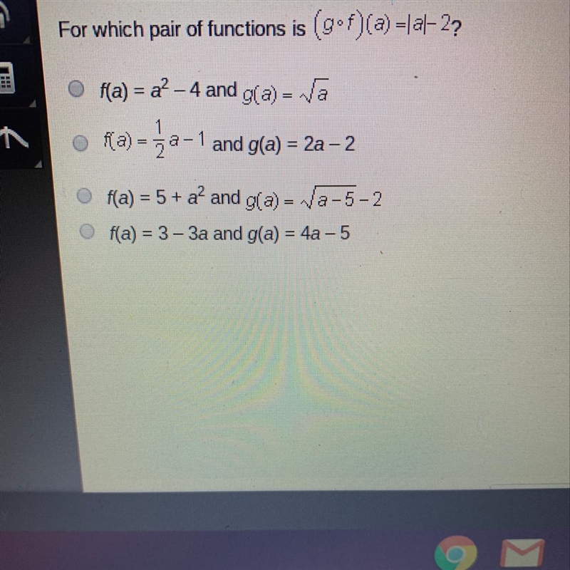 For which pair of functions is (gºf)(a) =la|-2-example-1