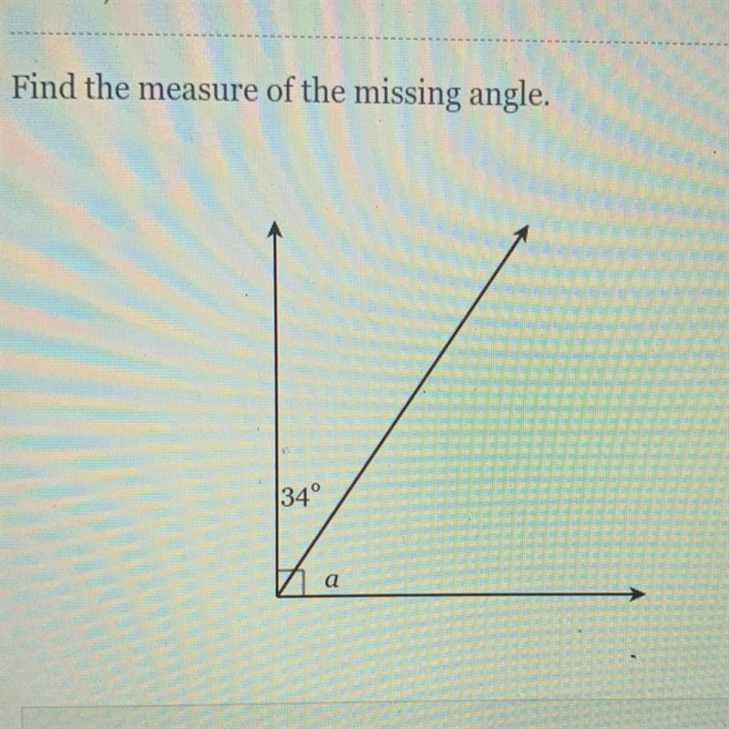 Find the measure of the missing angle a=-example-1