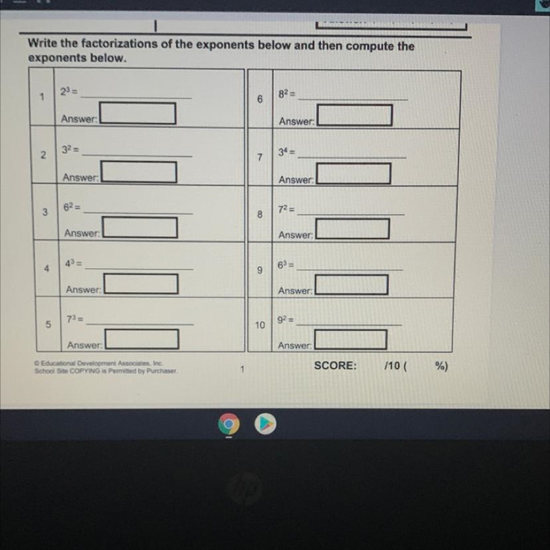 Write the factorizations of the exponents below and then compute the exponents below-example-1