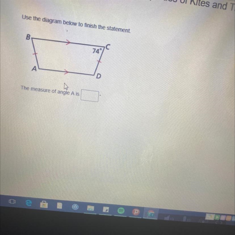 Need help can some help me explain what the measure of angle A is-example-1