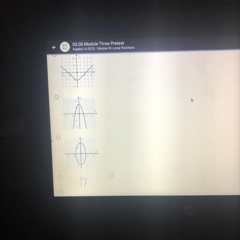 Which of the following does not represent a function? (1 point) Answer this as quick-example-1