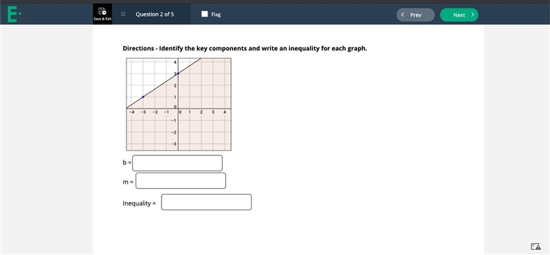 Directions - Identify the key components and write an inequality for each graph. (Look-example-1