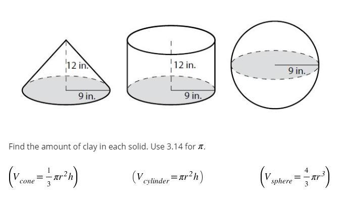 Carter is choosing clay for his pottery class. Clay is sold in three different-shaped-example-1