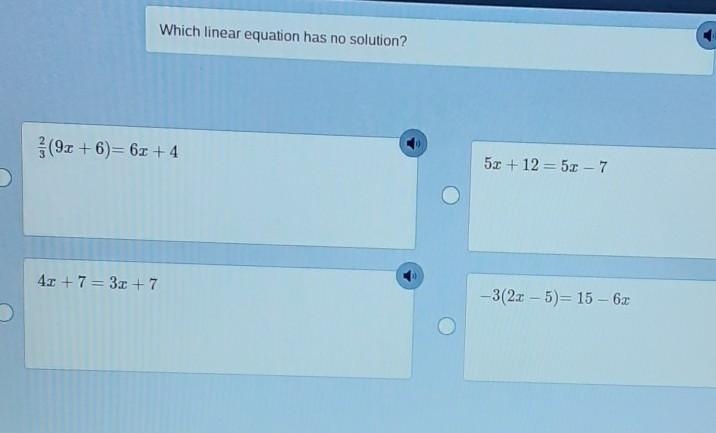 Which linear equation has no solution?​-example-1