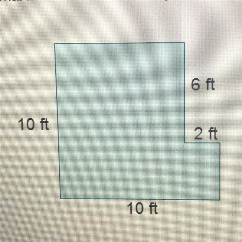 What is the area of this composite figure? A. 12ft^2 B. 80ft^2 C. 88ft^2 D. 100ft-example-1