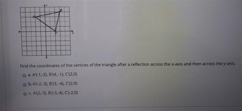 part 2. Find the coordinates of the vertices of the triangle after reflection across-example-1