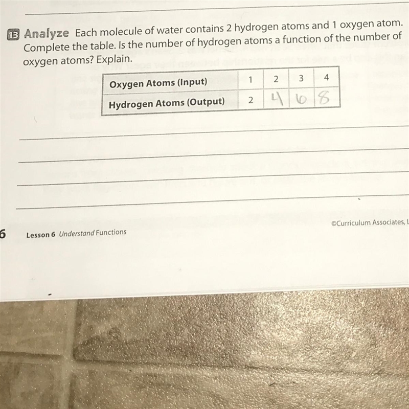 Is the number of hydrogen atoms a function of the number of oxygen atoms? Explain-example-1