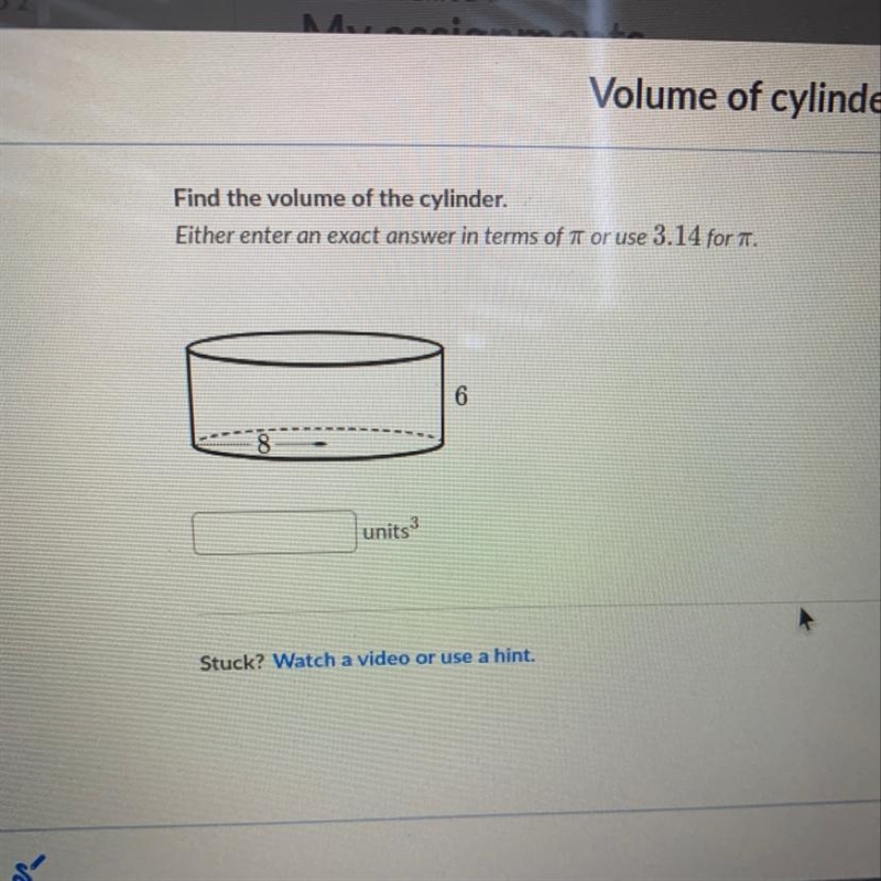 Find the volume of the cylinder i just need the answer that’s it.-example-1