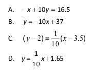 AB has endpoints A(4, ‐3) and B(3, 7). Line d is the perpendicular bisector of AB-example-1