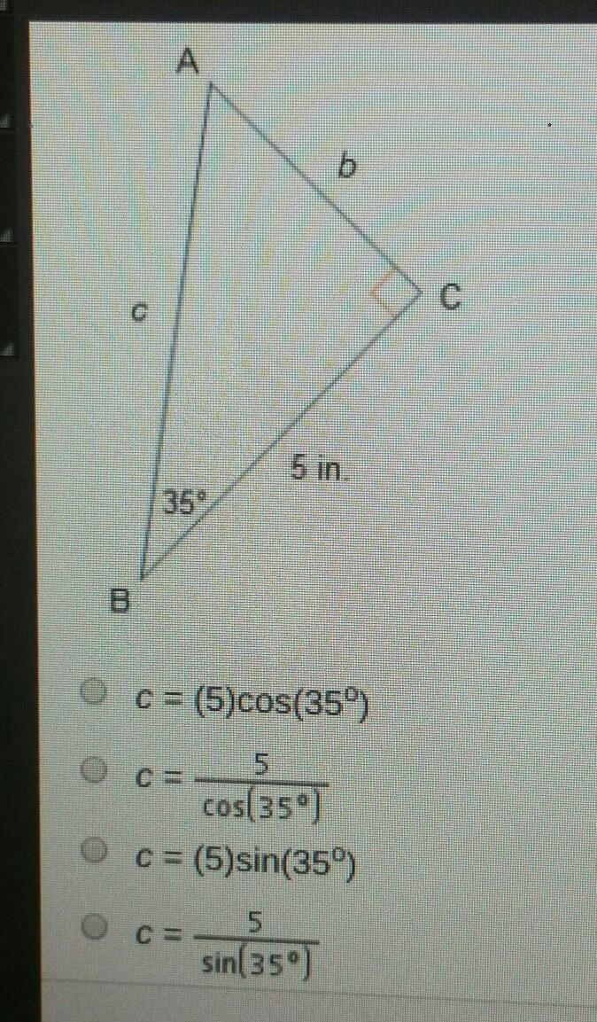 Which equation can be used to solve for c?​-example-1