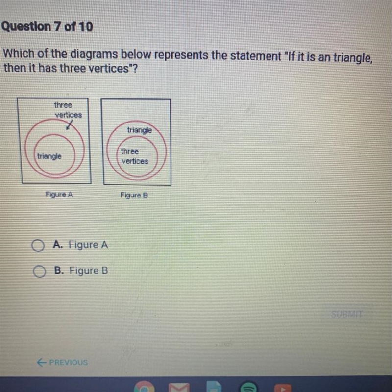 Which of the diagrams below represents the statement "If it is an triangle, then-example-1