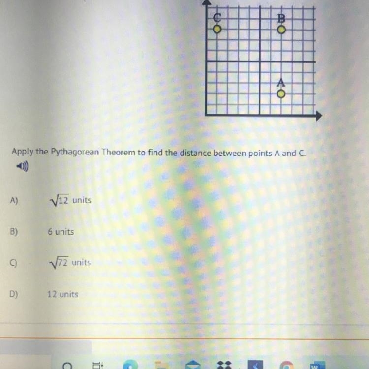 Apply the Pythagorean Theorem to find the distance between points A and C.-example-1