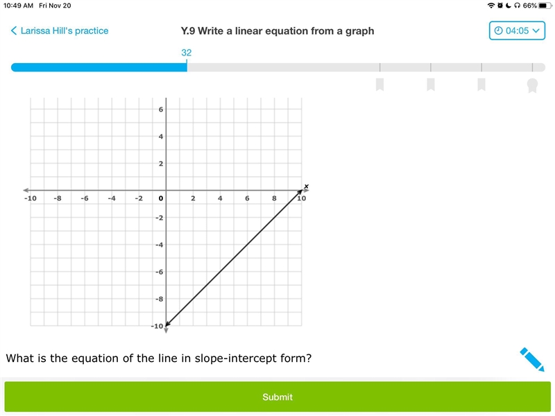 What is the equation of the line in slope intercept form-example-1