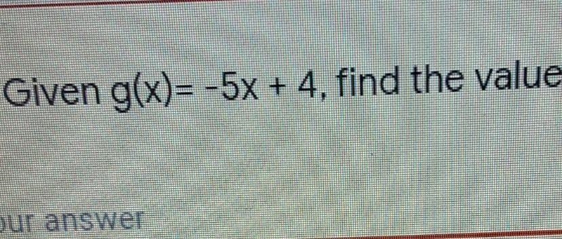 Given g(x)=5x+4. Find the value of g(-4)​-example-1