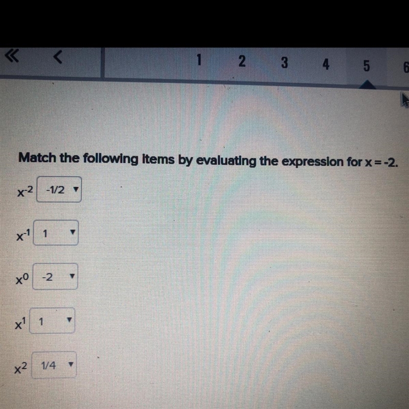 Match the following items by evaluating the other expressions for x=-2 HELP!-example-1