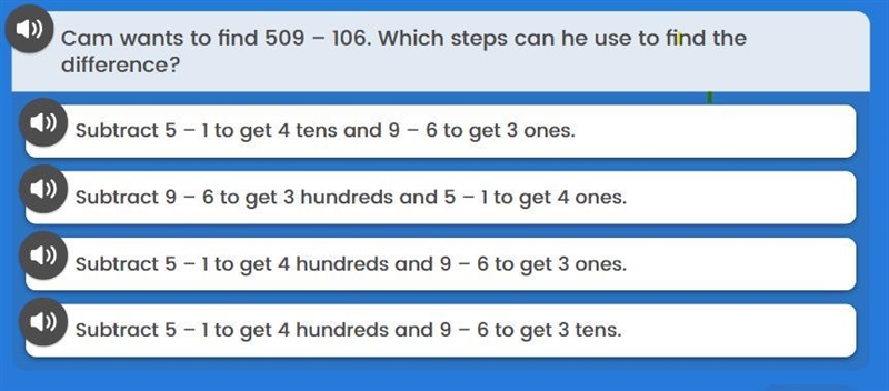 Cam wants to find 509-106. which steps can he use to find the difference-example-1