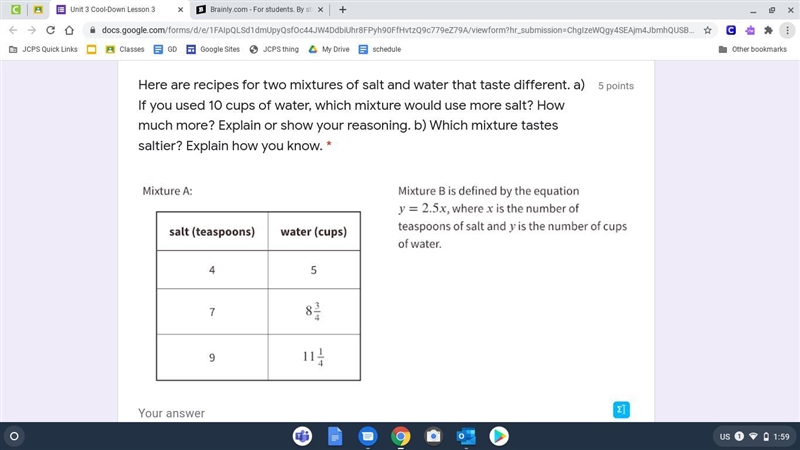 Here are recipes for two mixtures of salt and water that taste different. a) If you-example-1