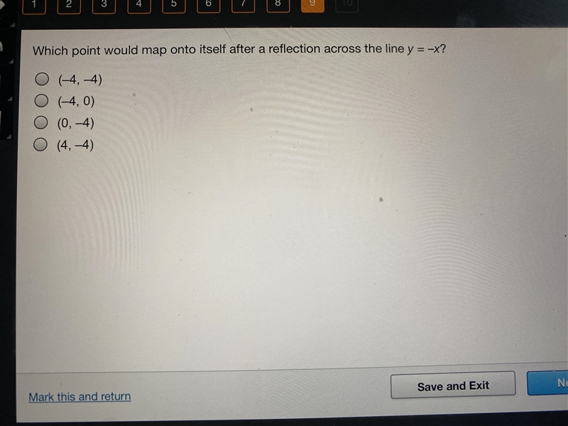 Which point would map onto untalented after reflection across the line Y = -X-example-1