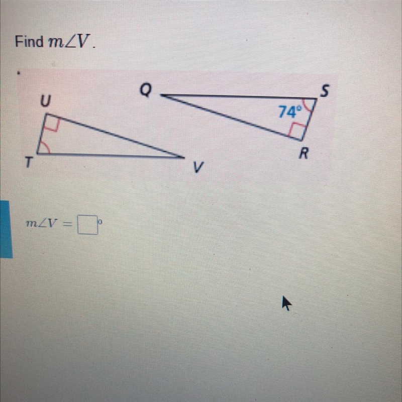 Find mZV. Q s U 74° R T V mZV-example-1